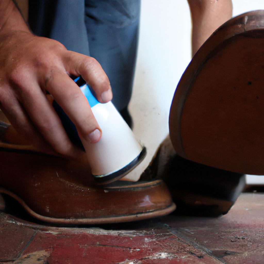 Person polishing a shoe
