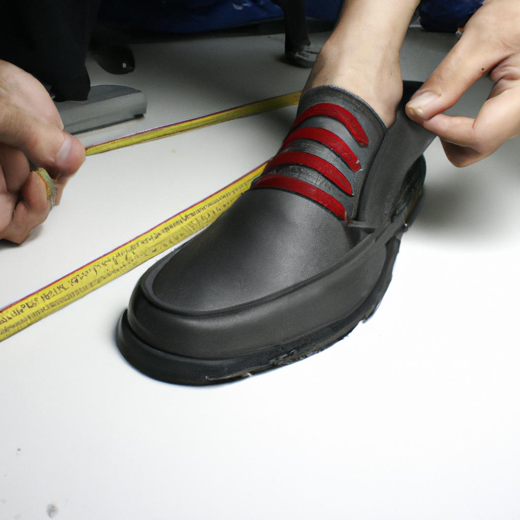 Person measuring shoe width accurately